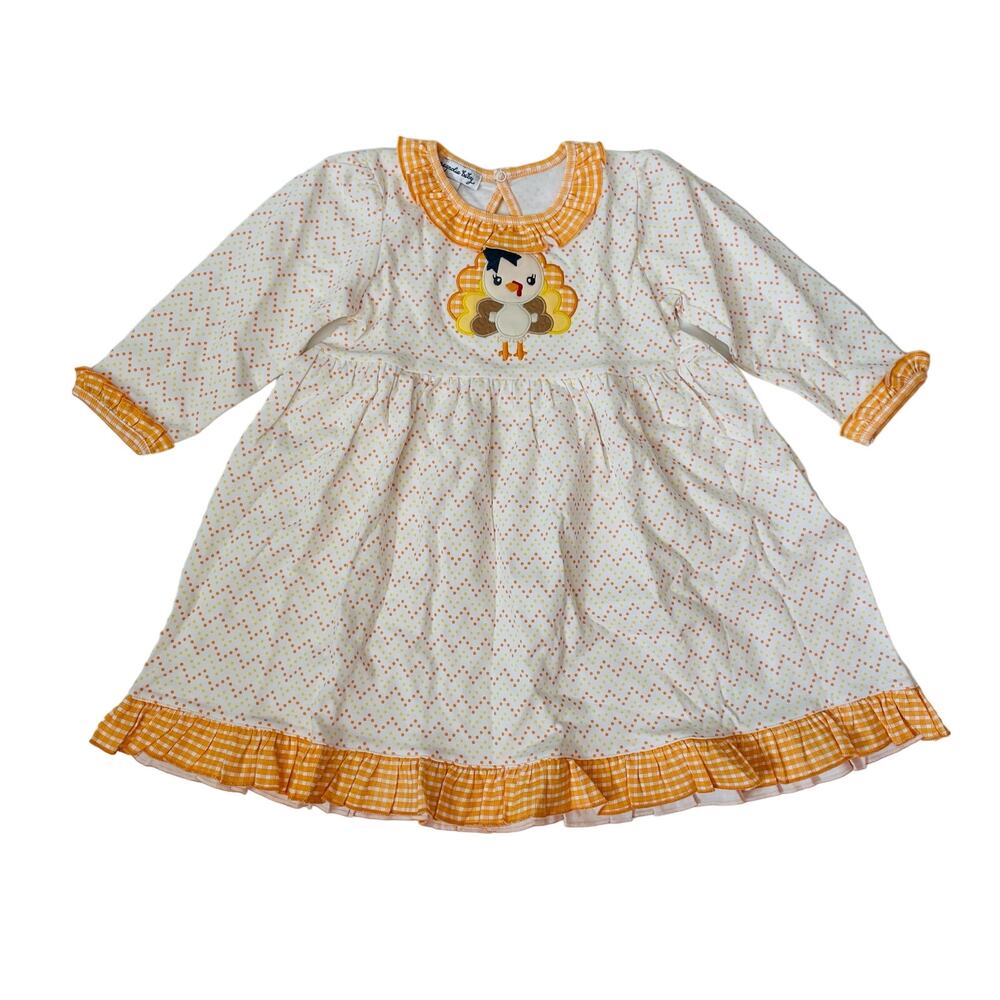 NWT Magnolia Baby Size 5 Little Gobbler Turkey Applique Dress